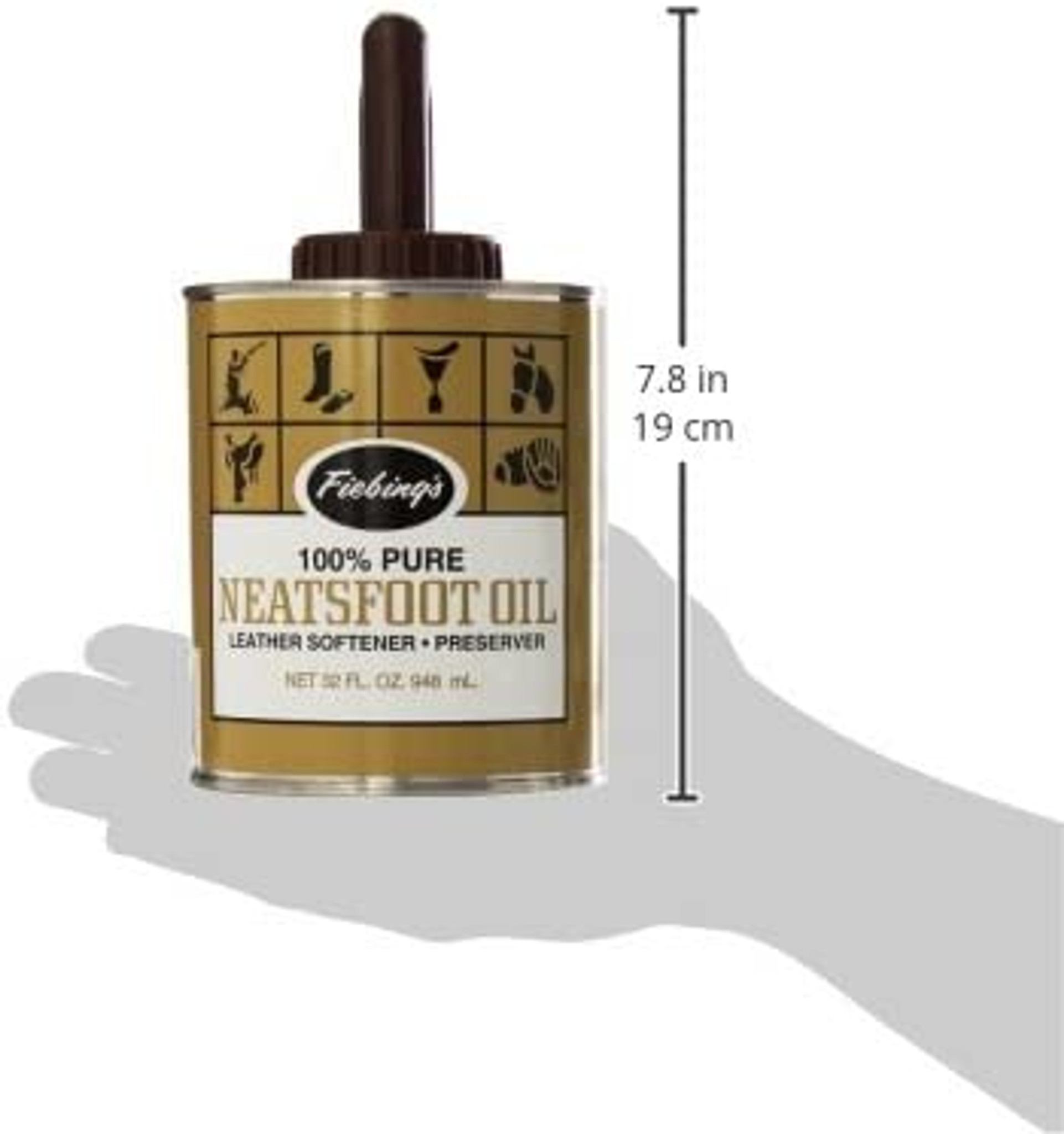 Fiebing's Pure Neatsfoot Oil 32 oz Leather Softener Comes