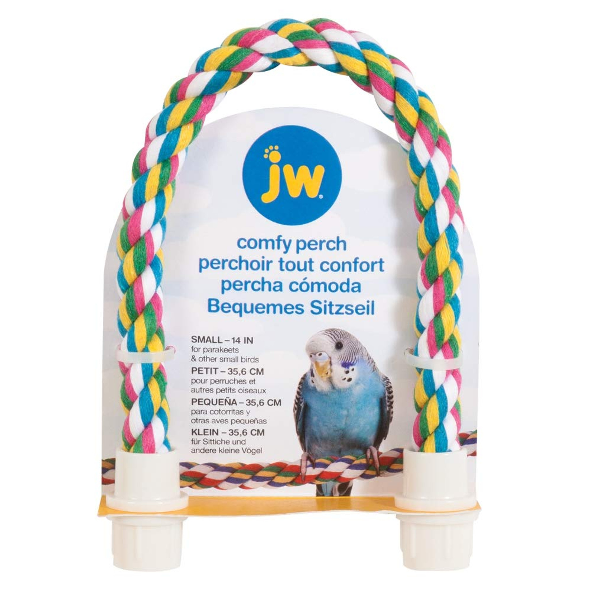 JW Pet Comfy Perch For Birds Flexible Multi-Color Rope Small 14 inch