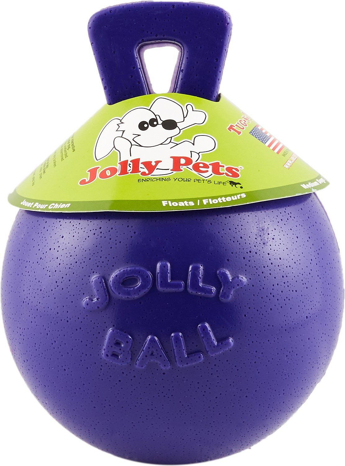 Jolly Pets Tug-n-Toss Heavy Duty Ball with Handle 8 Inches Purple