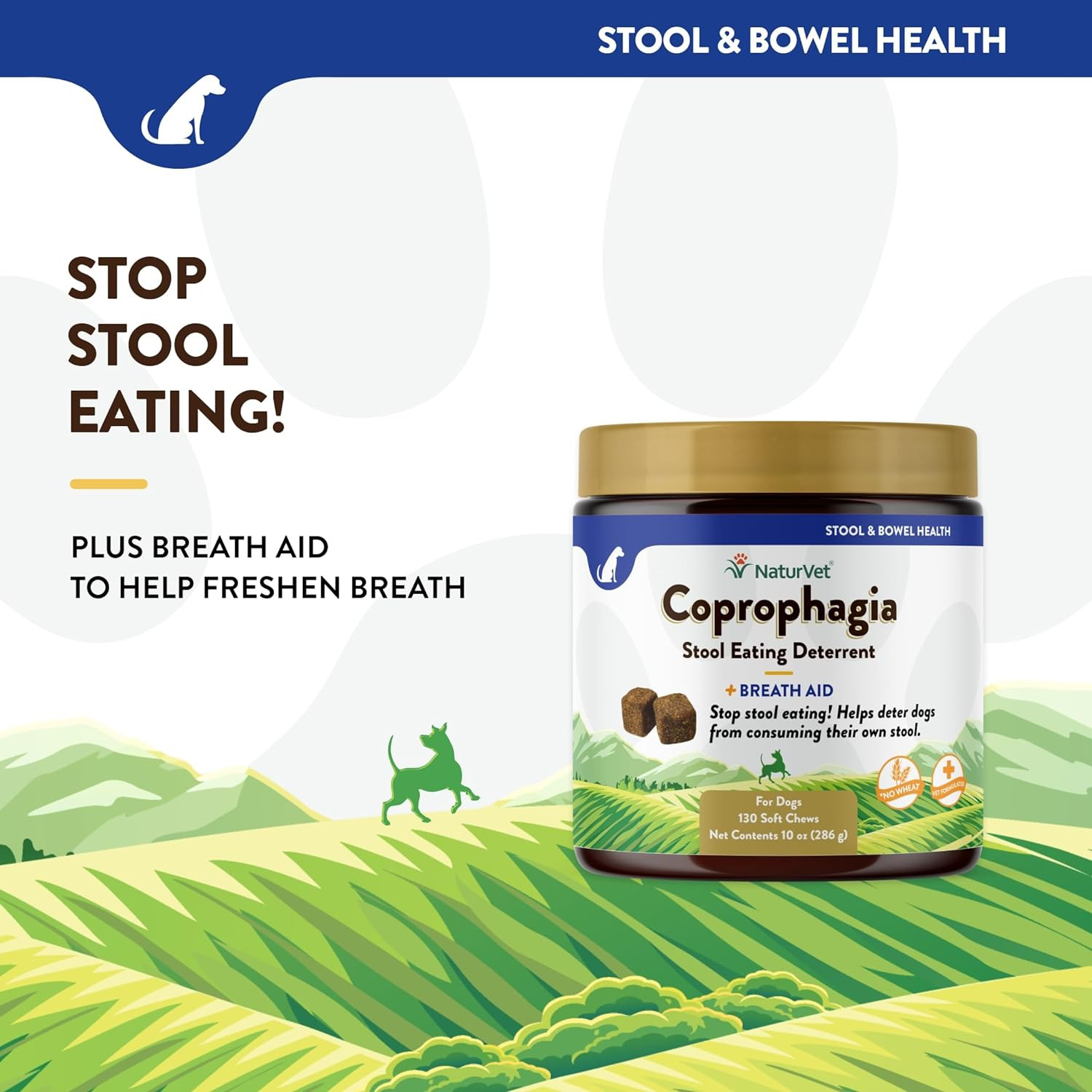 NaturVet COPROPHAGIA Soft Chew Bottle Dog Stool Eating Deterrent 130 count