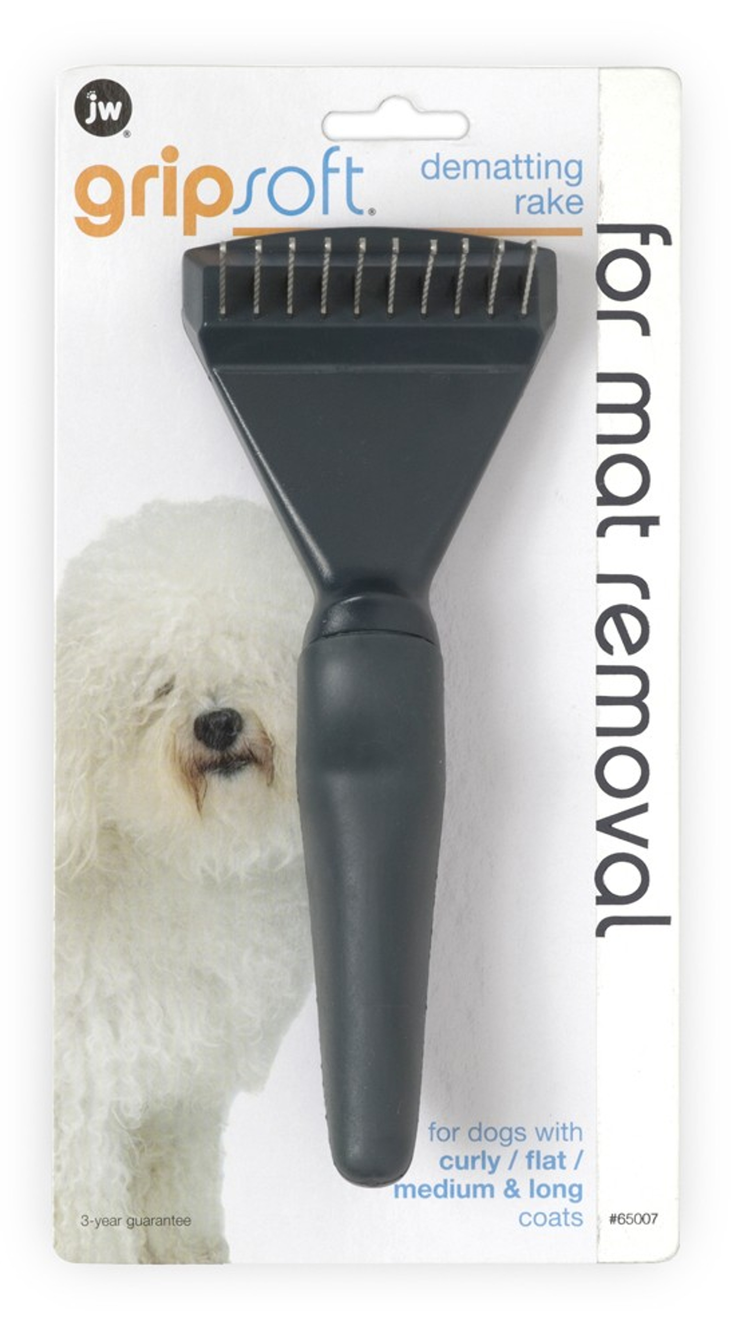 JW Pet GripSoft Double Row Undercoat Rake Rounded Coat Hair Care Dog Grooming LittleFamilyMembers