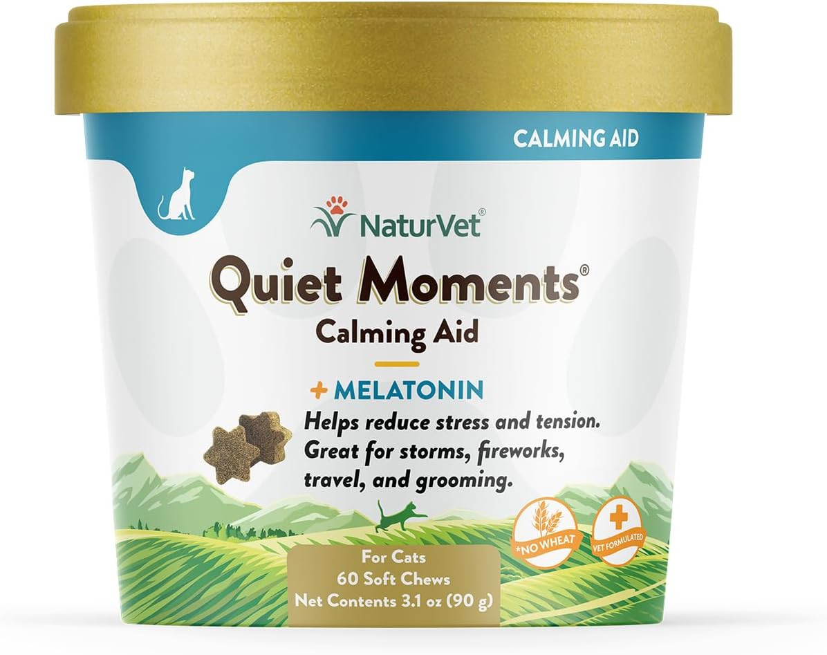 NaturVet QUIET MOMENTS Plus Melatonin Dog Soft Chew Fireworks Travel 70 ct LittleFamilyMembers