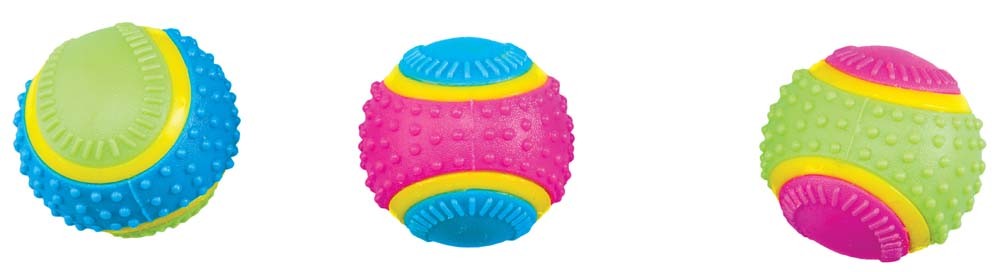 Ethical Pet Spot Sensory Ball 3.25 inch Colorful Rubber Squeaker