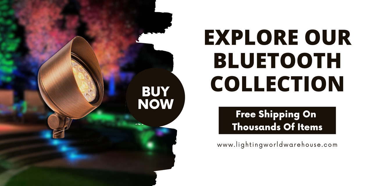 Image of an Alliance bluetooth light in a garden.