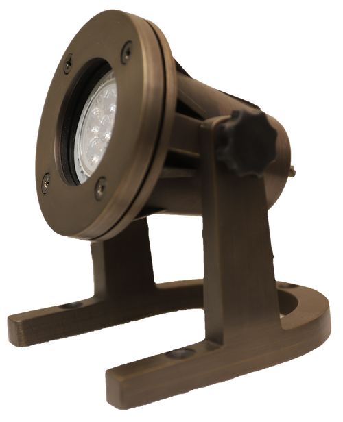 Underwater Light Overall height 5.5" Width 4.5" Adjustable beam Angle. Heavy Base Includes three Countersunk Screw Holes.