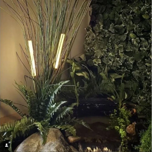 Bamboo LightSet of 3: (1) 24", (1) 36", (1) 44" with 11/16 " Diameter x 12" long Illuminated cylindar, Plastic Stake Mounted 