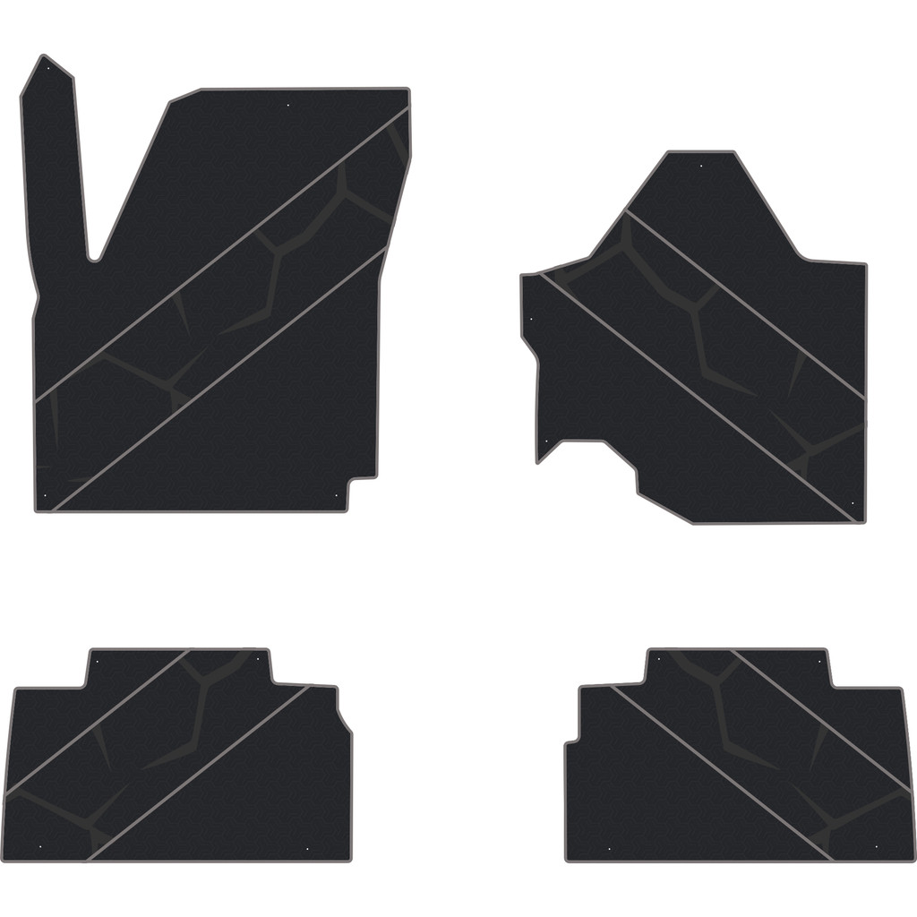 2024-2025 Can-Am Maverick R - 4 Seat Floor Mats - OEM - Black Over Storm Gray, 8mm HD Tetrapod