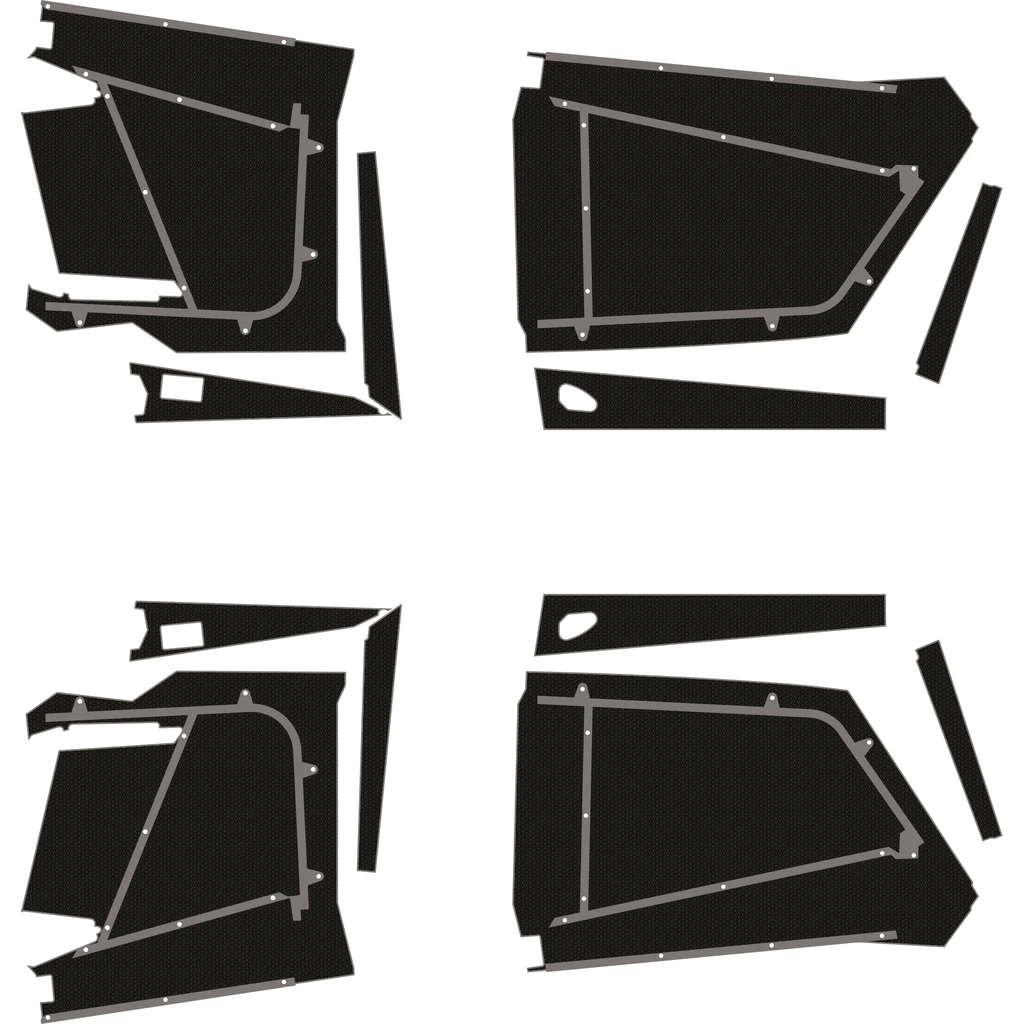 Polaris RZR Pro R - 4 Seat Door Liners - Moto Armor Full Coverage - Black Over Storm Gray, 6mm Embossed