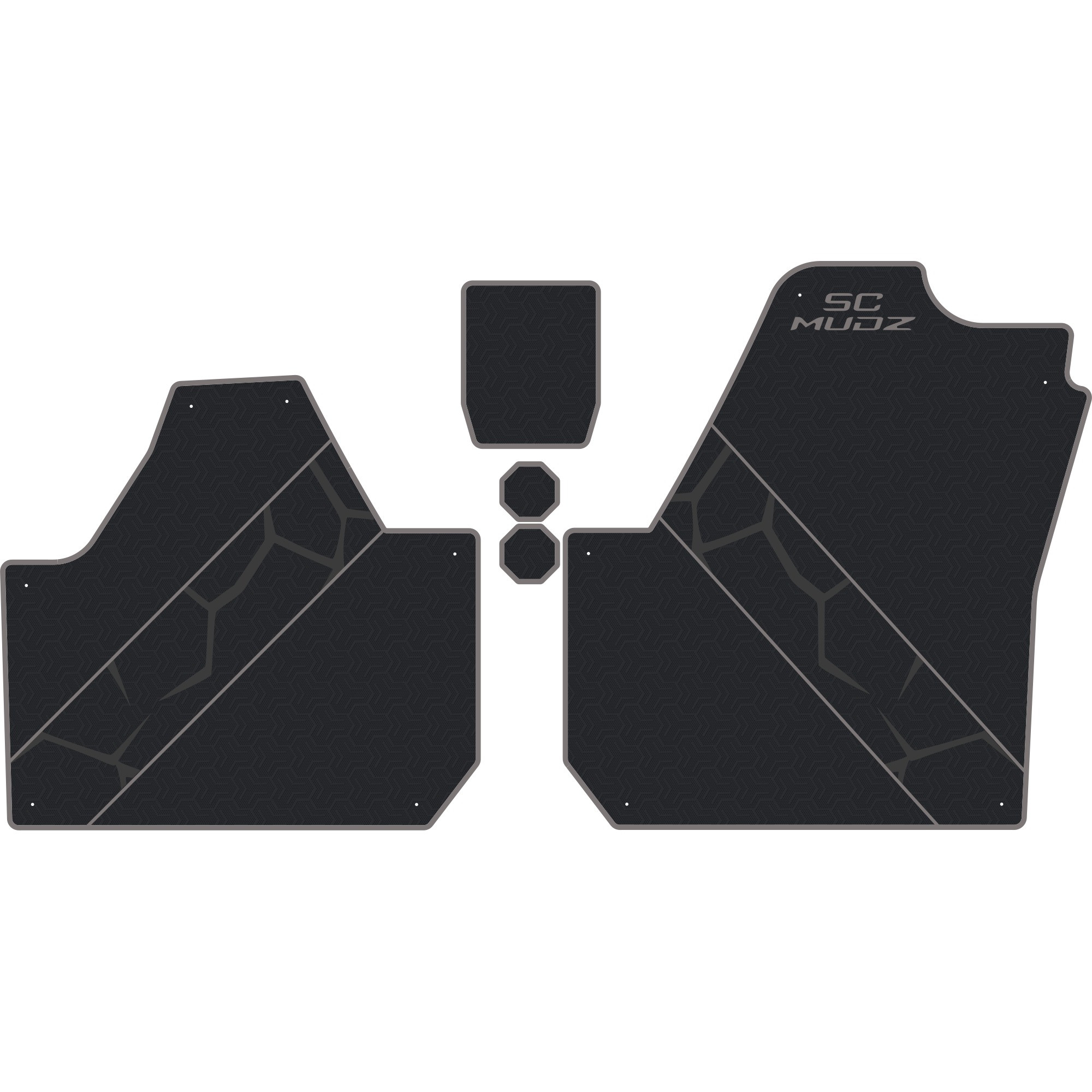 Can-Am Maverick X3 - 2 Seat Floor Mats - OEM - Black Over Storm Gray, 8mm HD Tetrapod