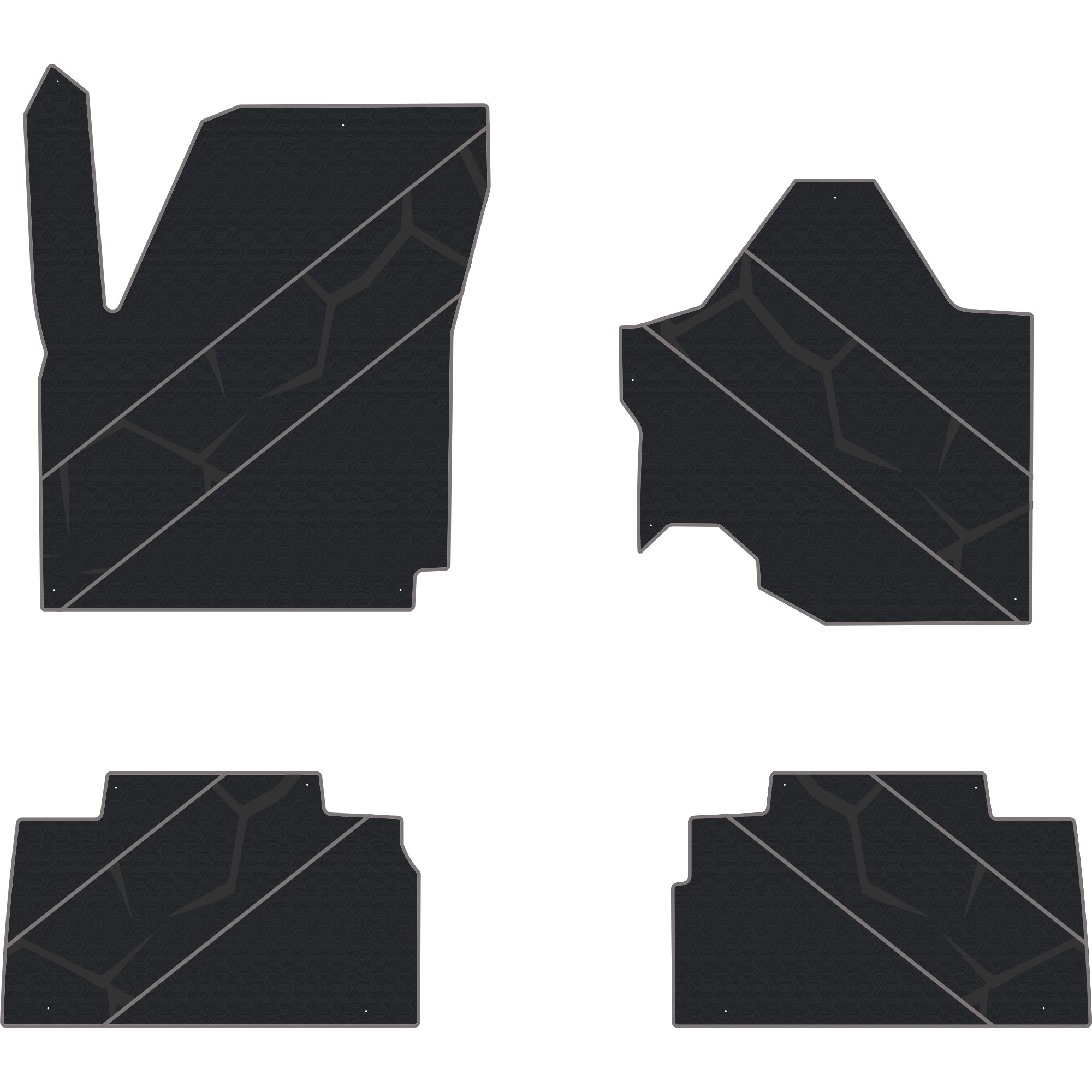 2024-2025 Can-Am Maverick R - 4 Seat Floor Mats - OEM - Black Over Storm Gray, 8mm HD Tetrapod