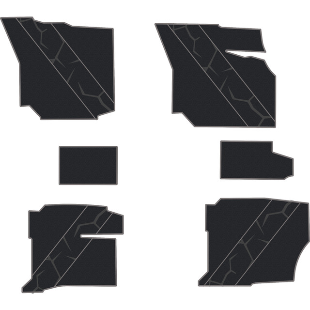 Polaris Ranger 1500 - 4 Seat Floor Mats w/ UTV Stereo Subs - OEM - Black Over Storm Gray, 8mm HD Tetrapod