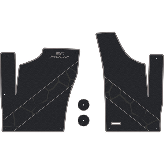 Polaris RZR 1000 - 2 Seat Floor Mats - OEM - Black Over Storm Gray, 8mm HD Tetrapod