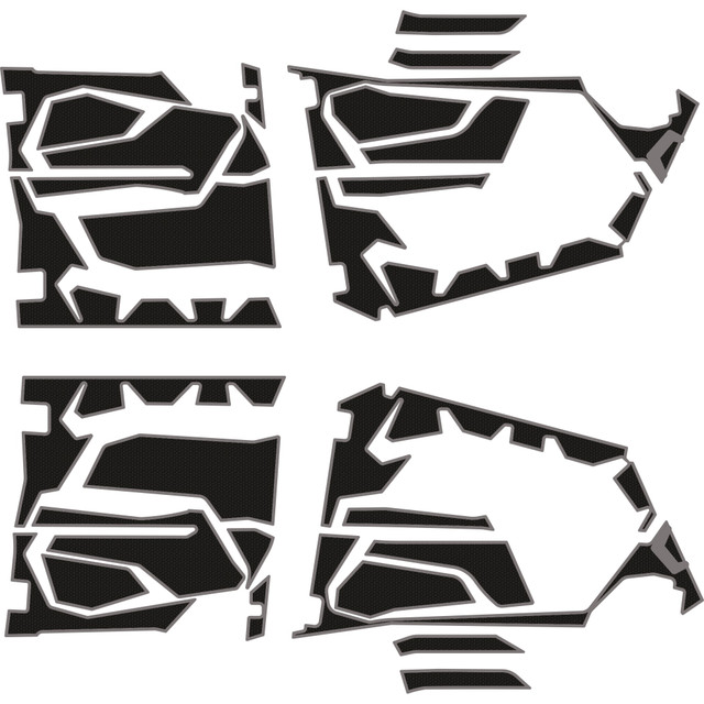 2025 Polaris RZR Pro R - 4 Seat Door Liners - OEM with Door Bags - Black Over Storm Gray, 6mm Embossed