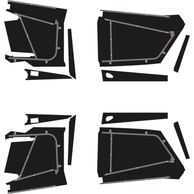 Polaris RZR Pro R - 4 Seat Door Liners - Moto Armor Full Coverage - Black Over Storm Gray, 6mm Embossed