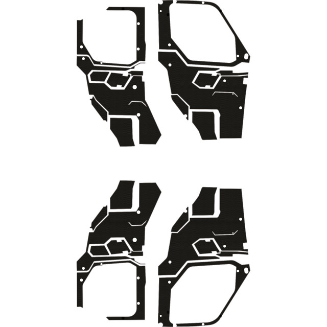 Polaris Ranger XP 1000 - 4 Seat Interior Door Liners - OEM - Black Over Storm Gray, 6mm Embossed