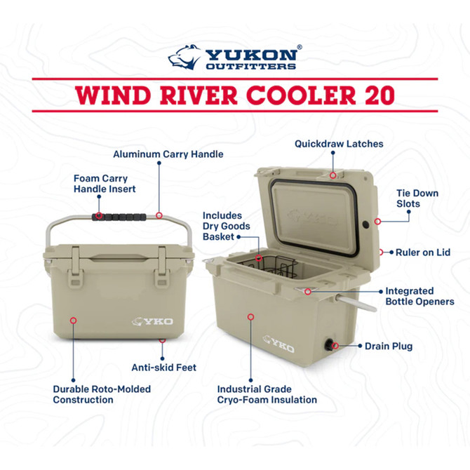 Yukon Wind River Series Wheeled Hard Cooler - 45 Qt