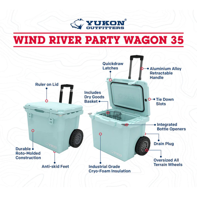 Yukon Wind River Party Wagon 35qt Wheeled Hard Cooler