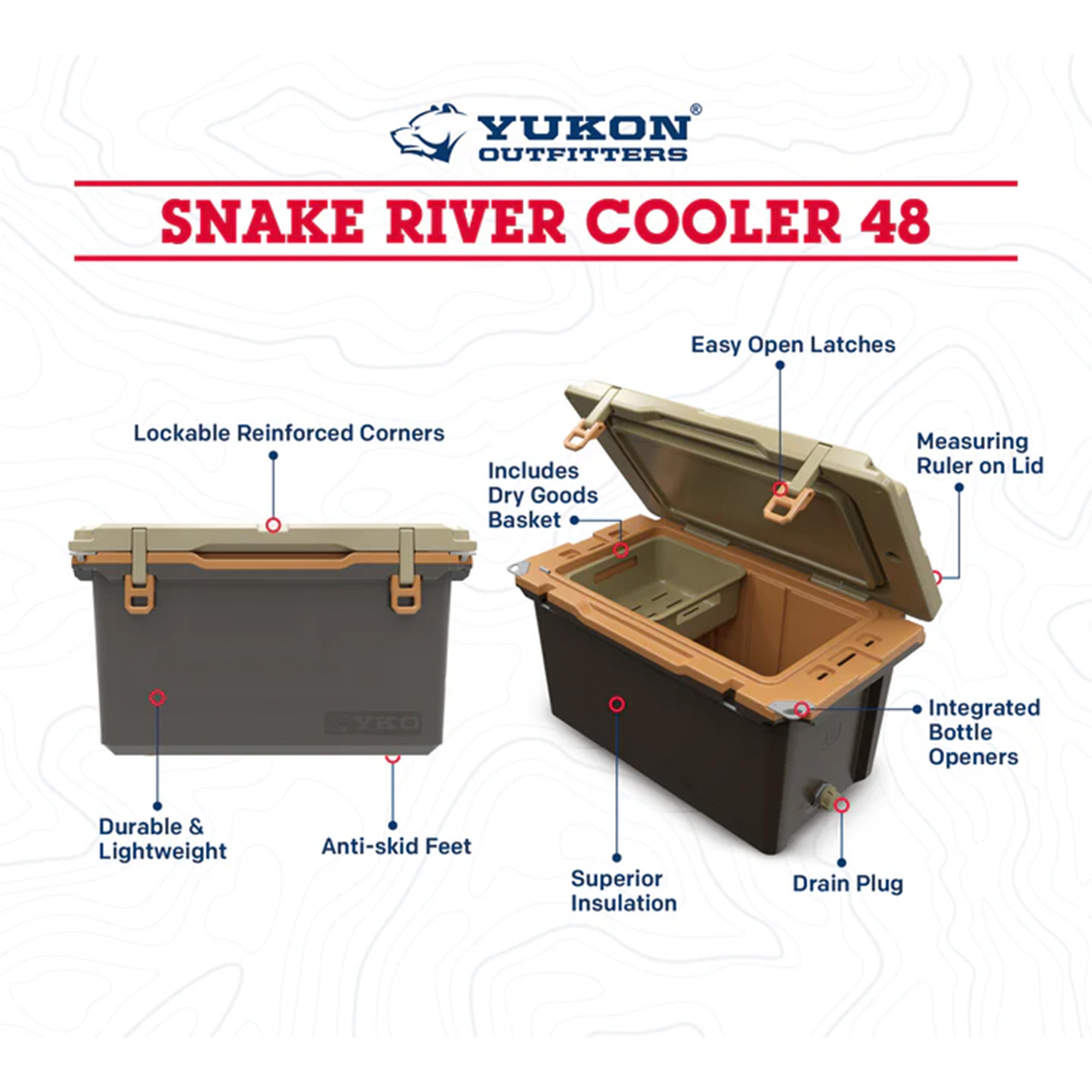 Yukon Snake River Series Lightweight Hard Cooler - 48 Qt