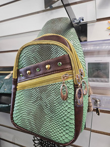 Crossbody Sling Snake skin green