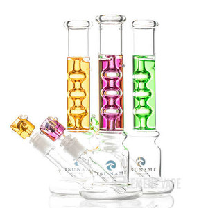 10" Tsunami Glycerine Three Rings Water Pipe - Green