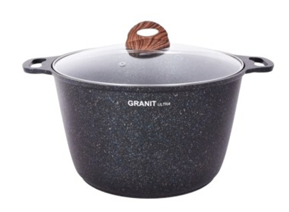 Кастрюля 10л со стекл. крышкой, АП линия «Granit ultra» (Blue)