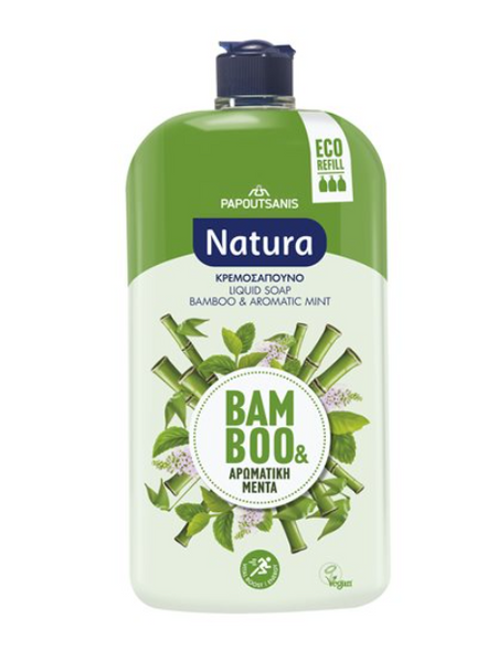 Сменный блок для жидкого мыла NATURA, бамбук и ароматная мята, 900 мл Сменный блок для жидкого мыла NATURA, бамбук и ароматная мята, 900 мл