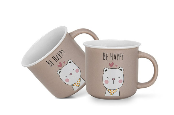 Набор из 2-х фарфоровых кружек 380 мл Be happy