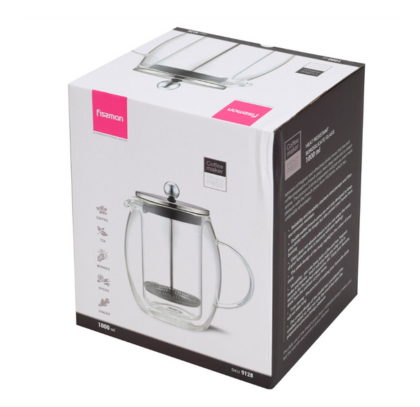 Френч-пресс стеклянный с двойными стенками 1 л