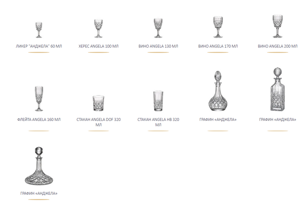 ANGELA НАБОР ХРУСТАЛЬНЫХ РЮМОК 60 МЛ