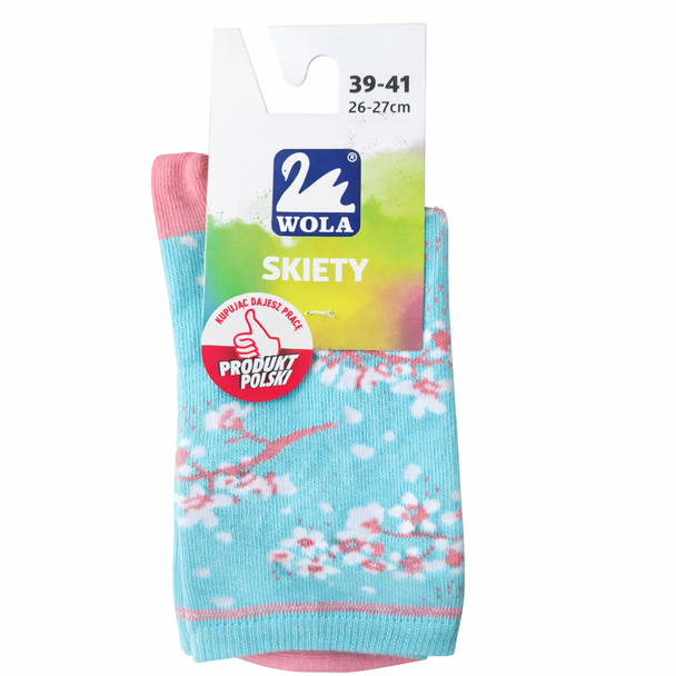 Носки sosete  женские WOLA “Skarpety” с цветочным принтом(POLONIA)T12