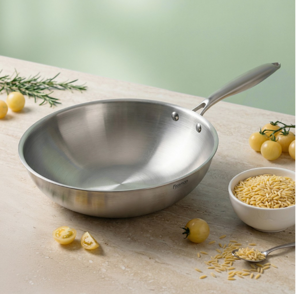 Сковорода вок из нержавейки 28 см Аeternum
