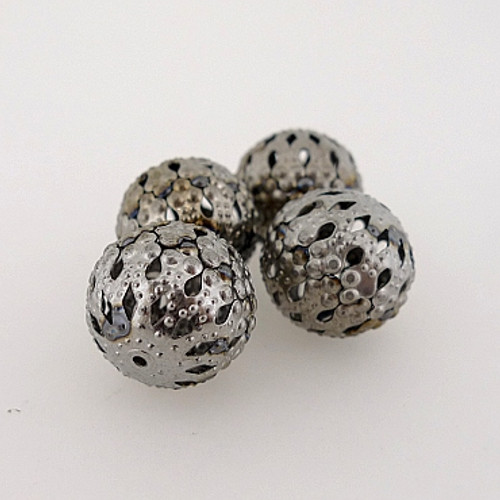 Metal Filigree Beads - "Damask"