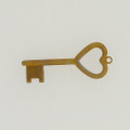 Brass Key with Heart Detail