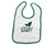 White baby bib with dark green trim, printed with a leaf sprig and the words I'm a Nutritarian Baby!