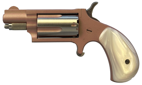 North American Arms 22MSROSE Mini-Revolver  22 WMR 5 Shot 1.13" Rose Gold Cerakote Stainless Steel Barrel & Frame, Rose Gold/Stainless Cylinder, White Pearlite Grip, Stainless Exposed Hammer,         