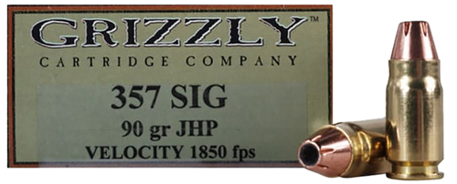 Grizzly Ammo GC357S2   357Sig 90gr Jacketed Hollow Point 20 Per Box/10 Case                                                                                                                             