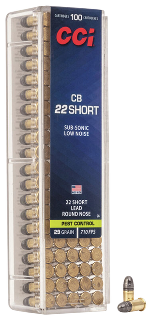 CCI 0026 Specialty CB Pest Control 22Short 29gr Lead Round Nose 100 Per Box/50 Case                                                                                                                     