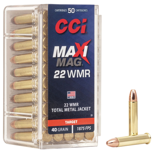 CCI 0023 Maxi-Mag Rimfire 22WMR 40gr Total Metal Jacket 50 Per Box/40 Case                                                                                                                               CCI 0023 Maxi-Mag Rimfire 22WMR 40gr Total Metal Jacket 50 Per Box/40 Case