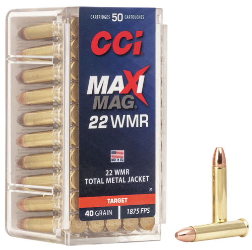 CCI 0023 Maxi-Mag Rimfire 22WMR 40gr Total Metal Jacket 50 Per Box/40 Case                                                                                                                              