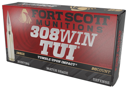 Fort Scott Munitions 308-165-SCV22 Tumble Upon Impact (TUI)  308Win 165gr Solid Copper Spun 20 Per Box/10 Case                                                                                          