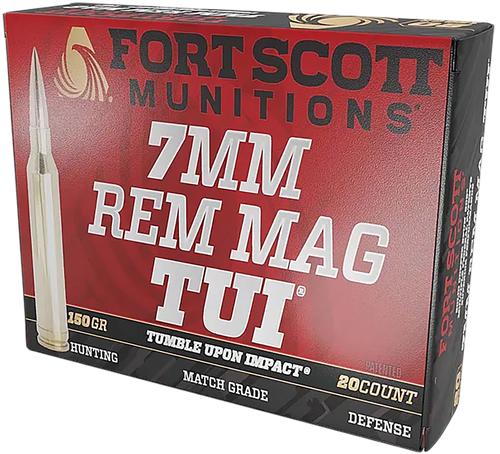 Fort Scott Munitions 7MMMAG-150-SCV2 Tumble Upon Impact (TUI)  7mm 150gr Solid Copper Spun 20 Per Box/10 Case                                                                                           