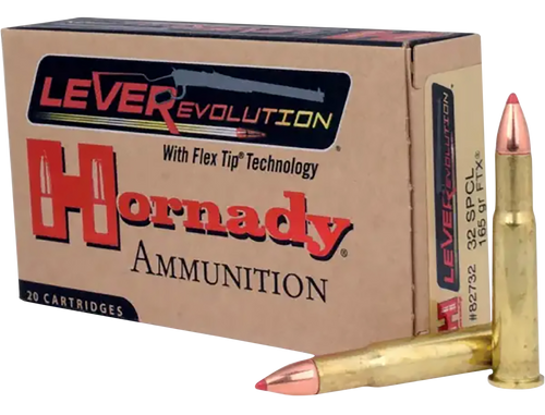 Hornady 82732 LEVERevolution  32WinSpecial 165gr Flex Tip eXpanding 20 Per Box/10 Case                                                                                                                  