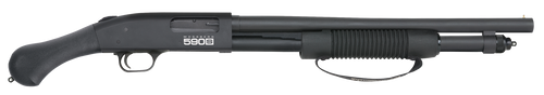 Mossberg 51600 590S Shockwave Full Size Frame 12 Gauge Pump 3" 10+1 18.50" Matte Blued Steel Barrel, Black Anodized Stainless Steel Receiver, Black Raptor Birdshead Grip                               