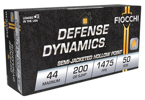 Fiocchi 44B500 Defense Dynamics  44RemMag 200gr Semi Jacketed Hollow Point 50 Per Box/10 Case                                                                                                           