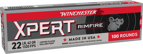 Winchester Ammo XPERT22X Xpert Rimfire 22LR 42gr Copper Hollow Point 100 Per Box/20 Case                                                                                                                