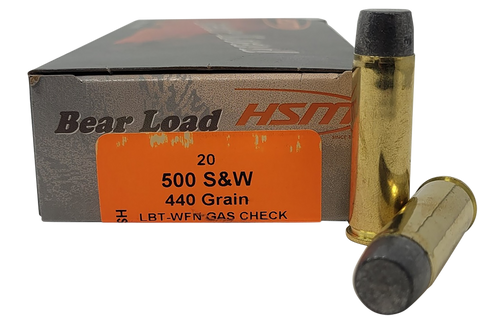 HSM 500SW6N Bear Load  500 S&W Mag 440 gr Wide Flat Nose 20 Per Box/ 25 Case                                                                                                                            