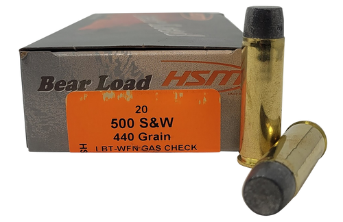 HSM 500SW6N Bear Load  500 S&W Mag 440 gr Wide Flat Nose 20 Per Box/ 25 Case                                                                                                                            