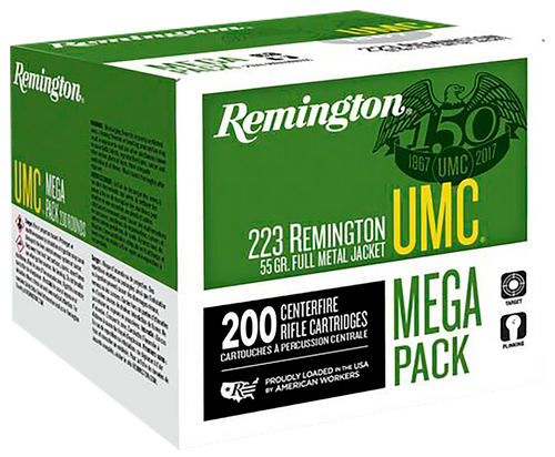 Remington Ammunition 23683 UMC Mega Pack 223Rem 55gr Full Metal Jacket 200 Per Box/4 Case                                                                                                               