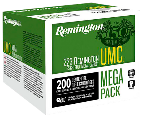 Remington Ammunition 23683 UMC Mega Pack 223Rem 55gr Full Metal Jacket 200 Per Box/4 Case                                                                                                               