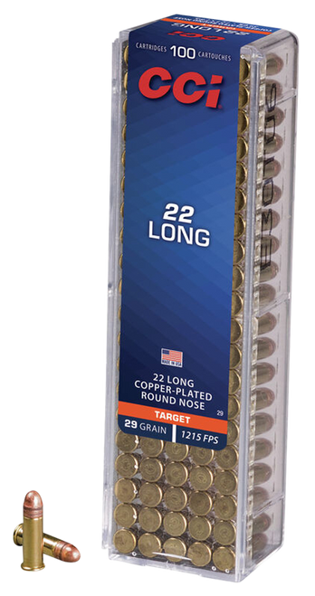 CCI 0029 Target Rimfire 22Long 29gr Copper Plated Round Nose 100 Per Box/50 Case                                                                                                                        